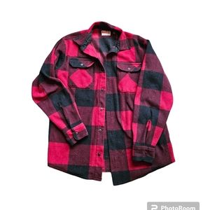 Wrangler Buffalo Plaid Flannel Shirt Men's Medium Red Black Long Sleeve fleece